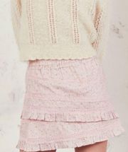 LoveShackFancy Elastic Ruffled Floral Gloria Skirt Pink NWT