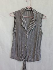 Black and white striped sleeveless shirt