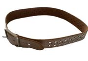 Y2K Express genuine leather belt brown and silver beaded with rhinestones Sz 8