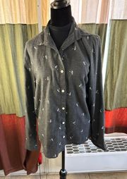 Indian bow and arrow print long sleeve button down shirt