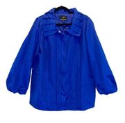 Dennis By Dennis Basso Royal Blue Pleated Overcoat Jacket Size 1X