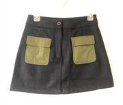 Blue & Green Contrast Pocket Mini Skirt S NWT