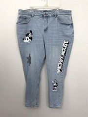 Disney Mickey Mouse Light Medium Wash Denim Jeans ~ Women’s Plus Size 22