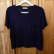 Tresics EUC  Black Cropped Pocket Tee, Size Small