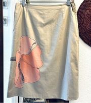 J. Crew Beige Side Zip Lily Print Lined Skirt - size 10