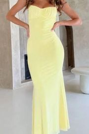 Beginning Boutique Yellow Bodycon Maxi Dress