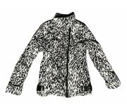 NEW Womens Andrew Marc Performance Quilted Puffer Coat White Snow Leopard Size M