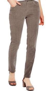 Garnet Hill Essential Slim Corduroy Pant Cotton Skinny Pockets Light Grey Size 8