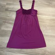 ELLE Purple Tank Top Flowy Dress With Floral Detail On Bust & Straps- Size XL