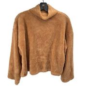 Topshop Womens Fleece Sweatshirt Plush Pullover Cowl Neck Polyester Brown Size 4