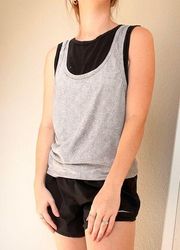 Gray Mesh Layered Athletic Tank Top