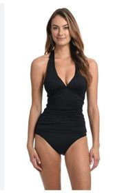 Island Goddess LA BLANCA Halter one piece swimming suit - Black Size 10