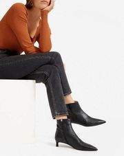 Everlane The Editor Ankle Boots Black Leather Kitten Heel Size 8