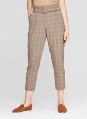 A New Day Stretch Plaid Belted Crop Dress Pant