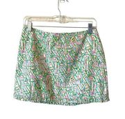 Lilly Pulitzer  Lighthouse Sailboat Ruffled Mini Skirt Green Pink Size 4