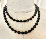 Chaps black beaded double strand necklace