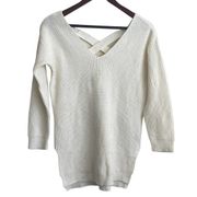 Ambiance Apparel Knit Sweater Small V-Neck Long Sleeve Crisscross Back Pullover