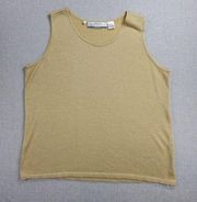 Salon Z Saks Fifth Avenue Womens Tank Top Size 1X Gold Metallic Sleeveless Knit