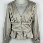Jason Wu silver/gray satin buttoned blouse