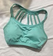 🌺 Strappy Caged Fitness Bra, Aqua, XS