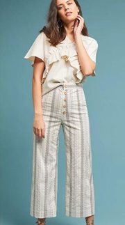 Anthropologie The Odells high waisted striped sailer pant size Large