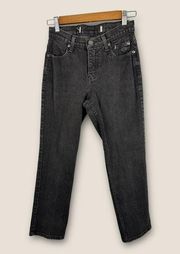 Harley Davidson Vintage Womens size 2 P Straight Leg Black Wash Jeans Biker