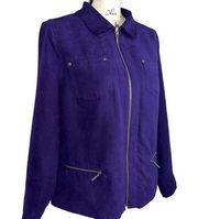 Studio Works purple zip up faux suede light jacket 12P