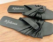 Matisse knotted leather slides sandals black size 8