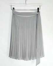 Ann Taylor Pleated Chiffon A-Line Fabric Tie Gray Skirt Size 0P