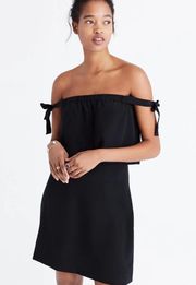 Black Off The Shoulder Silk Mini Dress Size 12