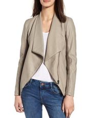 [BB Dakota] Gabrielle Open Front Faux Leather Jacket Gray FLAWS Size Medium M