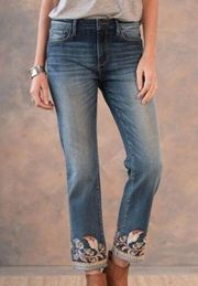 Driftwood Colette Embroidered  High Rise Crop Jeans