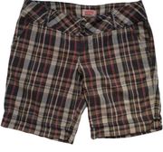 Y2K style brown & tan plaid preppy bermuda shorts lower rise Junior's sz 11