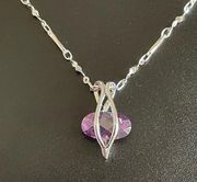 Sterling Silver Purple crystal  necklace