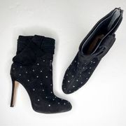 Ann Taylor Adriana Studded Rhinestone Suede High Heel Boots Black Size 9