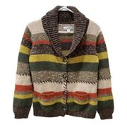 Dressbarn Womens Multicolor Striped Long Sleeve V Neck Button Up Knit Cardigan L