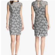 MARC NEW YORK Gray Black Lace Cap Sleeve Dress