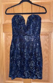 Blue Sequin Mini Dress