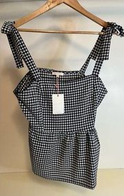 Skies Are Blue NWT  tie strap, Tank, black, gingham size large