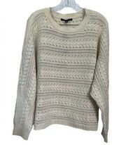 Cyrus Open Knit Cream Chunky Sweater Size Large New With Tags