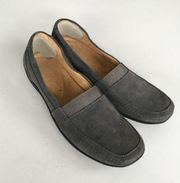 Naturalizer Fritz Square Toe Gray Suede Leather‎ Loafer Shoe Womens Sz 10…