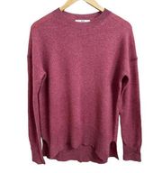 Magaschoni Cashmere Crew Neck High Low Side Slit Pullover Sweater Size Small