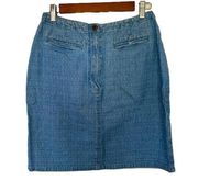 Vintage Christopher & Banks Denim Mini Pencil Skirt Bareback Front Pockets 10