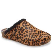 Johnny Was Cheetah calf hair faux fur trimmed Mules size 6