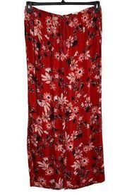 Style & Co X-Large Pants Floral Wide Leg Mid-Rise Smocked Waist Gauzy Tasseled