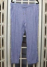 Ellen Tracy 100% Linen Stripe Pants M