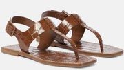 Christian Louboutin Cubongo Croc Leather Flat Thong T Strap Sandals