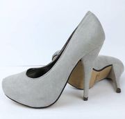 Wild Diva Grey Faux Suede Platform Pumps Size 6