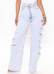 Side Slashed Crossover Wide Leg Jeans