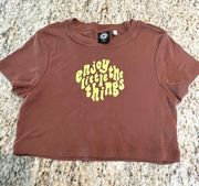 “Enjoy The Little Things” Cropped Baby Tee Brown